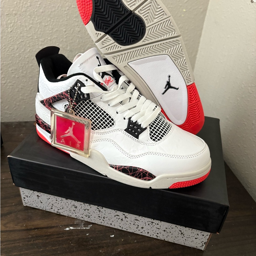 Jordan White and Red Sneakers with Classic Design